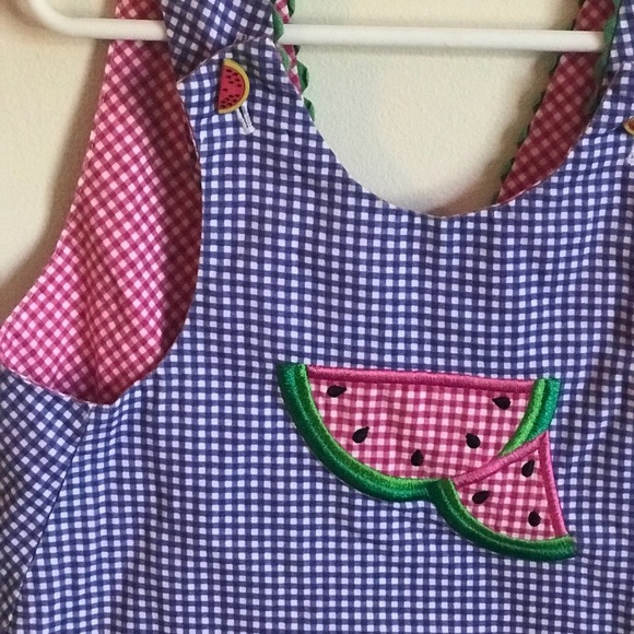 Rare Vintage 1980’s Watermelon Gingham Pinafore Apron - Picture 4 of 7